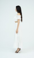 G-White Woven Top and Skirt Set